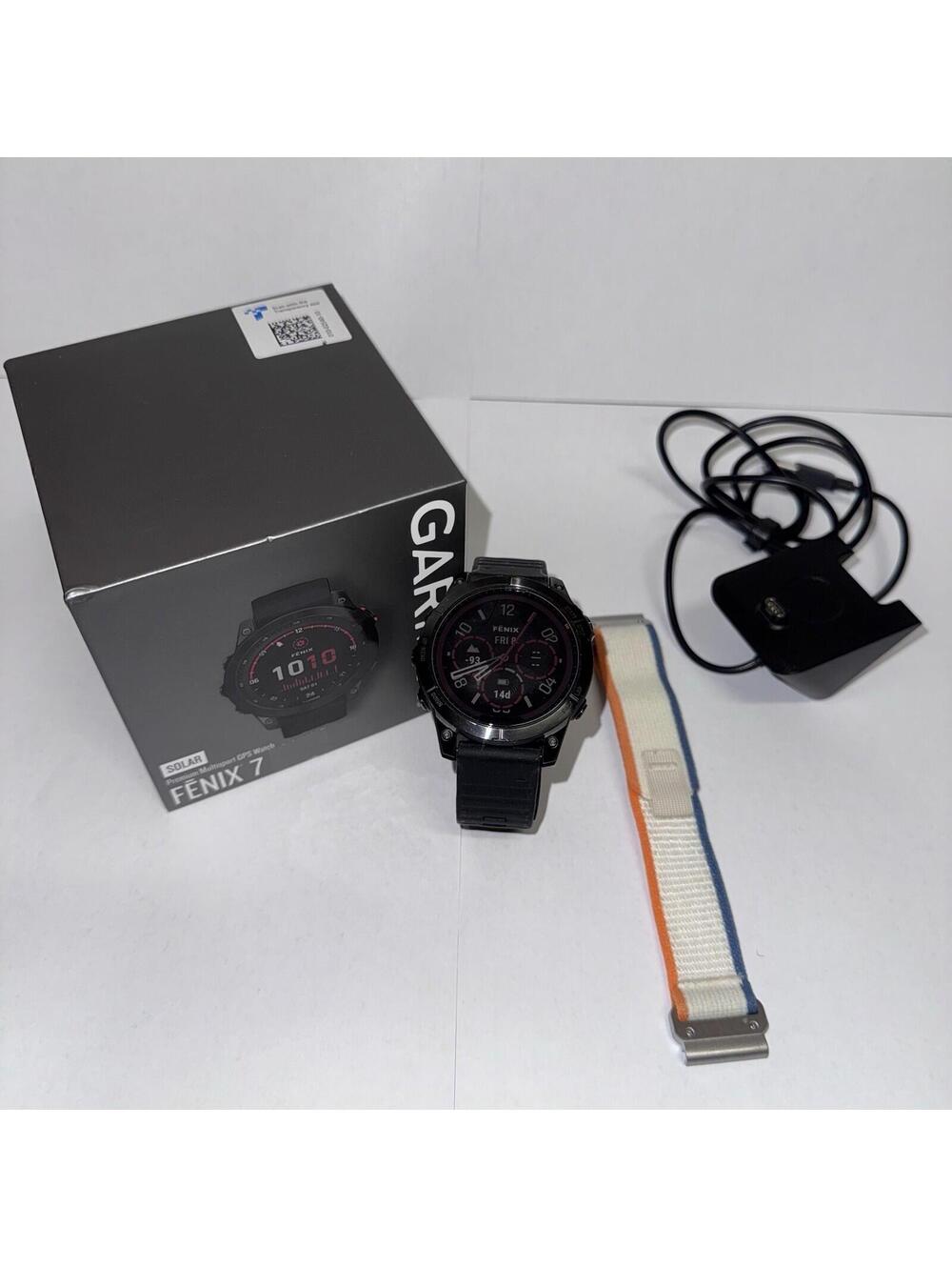 Garmin Fenix 7 Solar GPS Multisport Smartwatch 47mm w/ Box, Charger & Extra Band